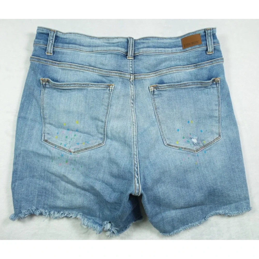 Judy Blue Jean Shorts Womens Size 2XL Blue Denim Cut-Off Hight Rise Stretch